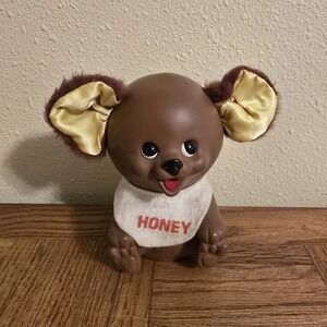Vintage Honey Bear Piggy Bank Hard Rubber Satin Ears Sun Rubber Mobley Ruston